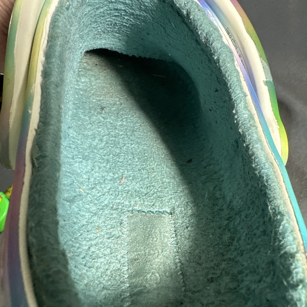 Crocs Classic Lined Clog M4 W6 Rainbow Ombre Fuzzy Cozy Slip On Shoes Multicolor - Picture 10 of 16